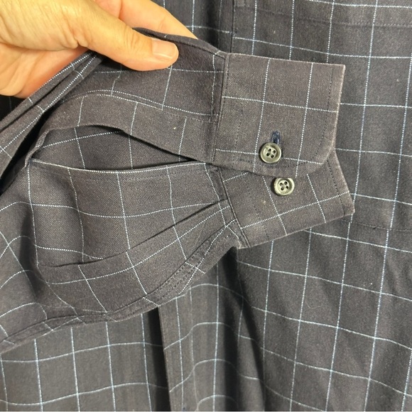 Paul Stuart Cooper button down long sleeve shirt, sz. L, dk. blue, windowpane - Picture 7 of 9